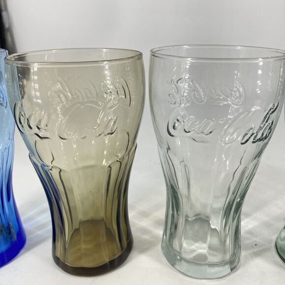 Set of 6 McDONALD'S Coca Cola Coke Glasses All Different Colors - Picture 2 of 5